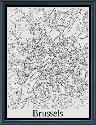 Stitching Jules Design Cross Stitch Pattern Brussels Belgium City Map Monochrome Counted Cross Stitch Pattern (Digital Download)